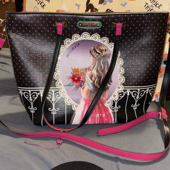 Nicole Lee Handbags - Elegant Black and Pink Women's Handbag